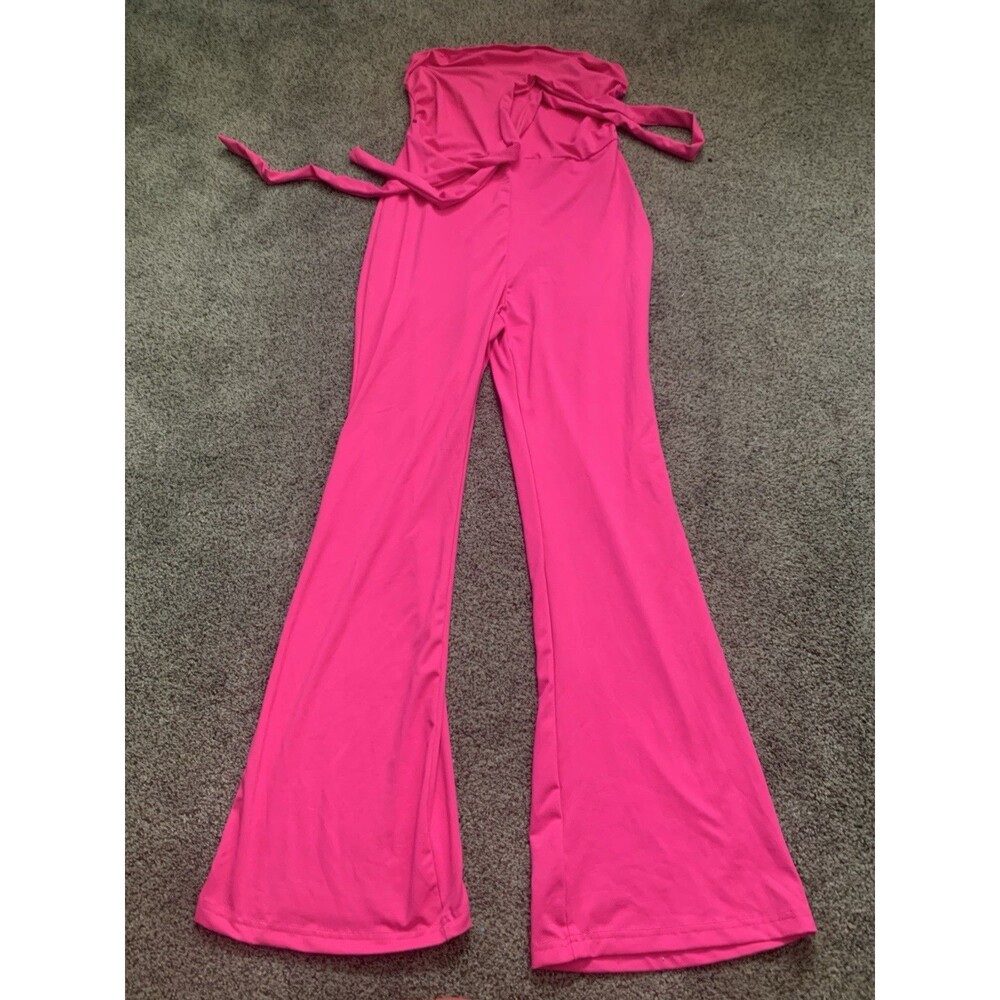 SHEIN Hot Pink Strapless Long Pants Bodycon Romper Size Medium